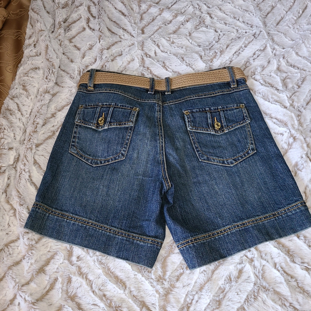 Route 66 High Rise Denim Shorts with Tan Belt Size 8
